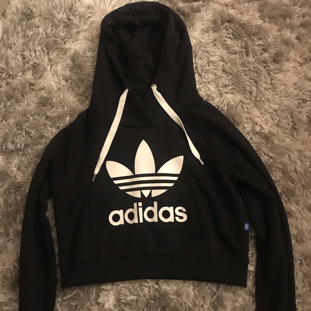 Black Adidas Cropped Hoodie - Size small